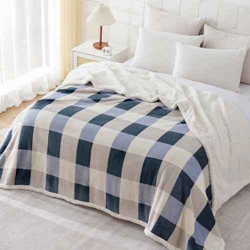 Sherpa Throw Blanket Reversible Large Big King Size Flannel Blankets for Bed
