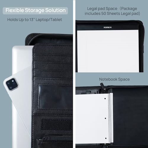 PU Leather Padfolio Portfolio with Handle