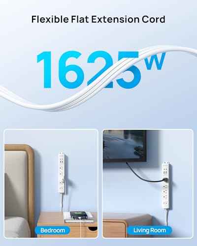Wall Mount Surge Protector Power Strip with 360 Rotating Plug