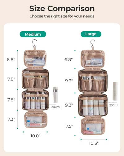 Toiletry Bag Hanging Travel Makeup Organizer with TSA Approved Transparent Cosmetic Bag Makeup Bag for Full Sized Toiletries (2 Count)