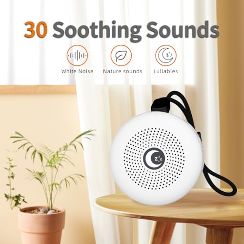 Sleep Sound Machine Portable Noise Machine with 30 Soothing Sounds 4 Timer Memory Function Rechargeable Battery 32 Volume Levels for Sleeping Traveling Relaxing for Baby Kids Adults