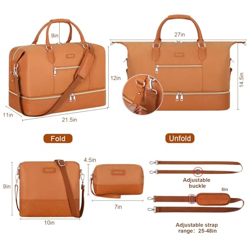 Weekender Bag for Women 21.5" Travel Duffel Large Carry On Bag 3PCS (3 Count)