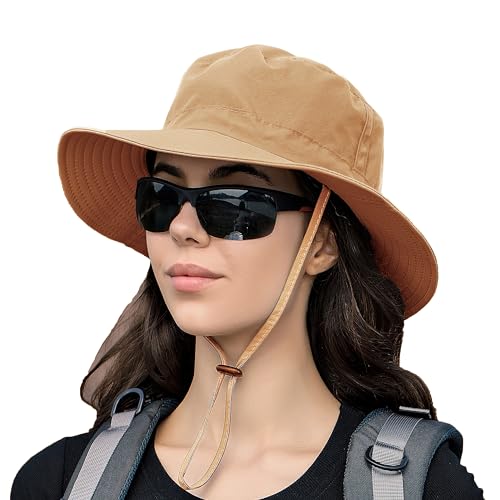 Sun Hat for Men Women Cooling Boonie Hats Breathable Wide Brim Fishing Bucket Hat Beach Hat Safari Hiking Garden Summer UV Protection Khaki
