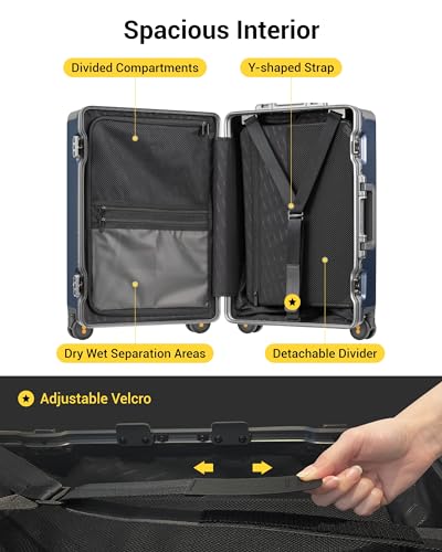 Carry On Luggage Airline Approved Zipperless with Aluminum Frame