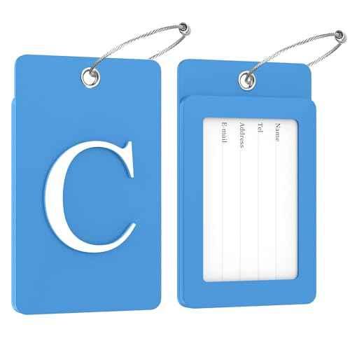 2 Pack Initial Luggage Tags for Suitcases Airplane Travel Essentials (2 Count)
