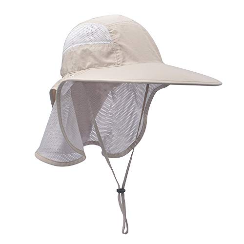 Unisex Outdoor Activities UV Protecting Sun Hats with Neck Flap Khaki