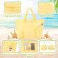 Mesh Beach Bag with Zipper and 8 Pockets