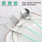 Matte Green Silver Silverware Set (4 Count)