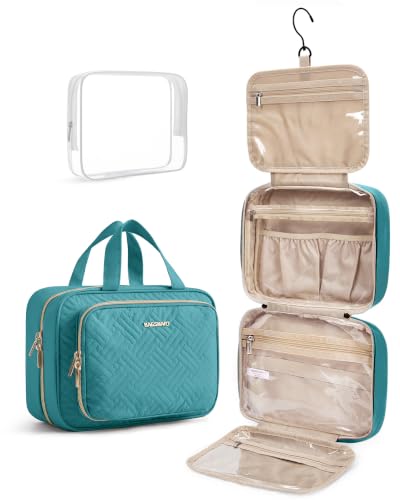 Toiletry Bag Hanging Travel Makeup Organizer with TSA Approved Transparent Cosmetic Bag Makeup Bag for Full Sized Toiletries (2 Count)