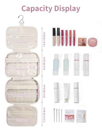 Hanging Toiletry Bag for Women Travel Makeup Bag Organizer Toiletries Bag for Travel Size Essentials Accessories Cosmetics