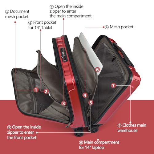 16" Carry on Luggage with 2 Laptop Compartments