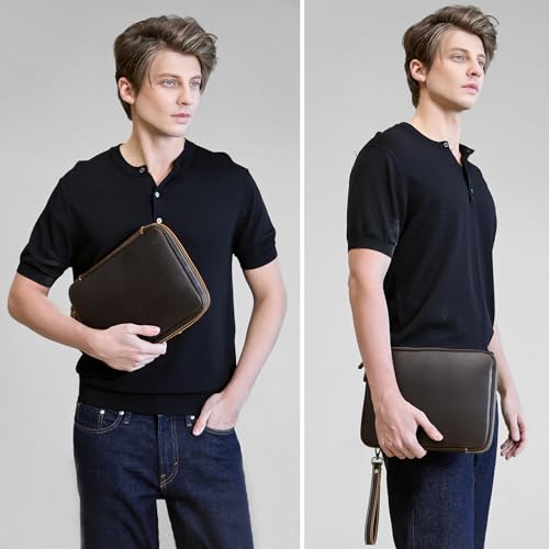 Full Grain Leather Electronic Organizer Accessory Travel Tech Pouch