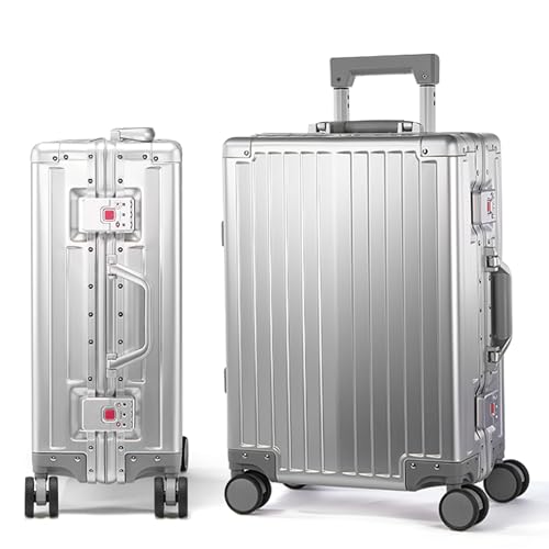 24Inch All Aluminum Check In Luggage Heavy Duty Hard Shell Suitcases with Spinner Wheels