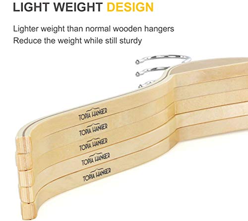 Slim Natural Wood Hangers with Extra Soft Non (18 Count)