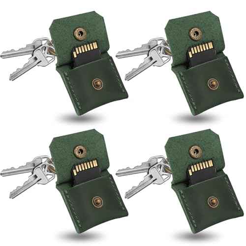 Genuine Leather SD Card Holder Keychain