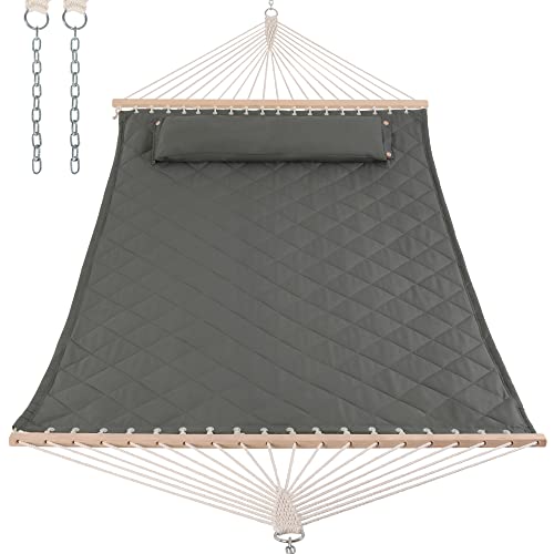 Outdoor Tree Hammock with Spreader Bars and Detachable Pillow