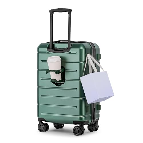 Carry On Luggage 22x14x9 Airline Approved Hardshell Carry On Suitcases with Wheels Travel Rolling 20 Inch Luggage with Cup Holder for Men Women