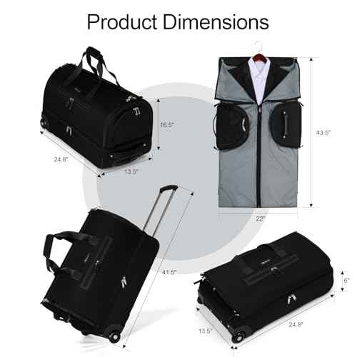 Convertible Garment Travel Bag with Trolley and Wheels