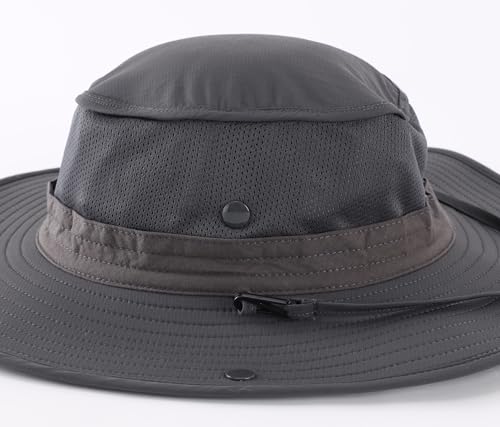 UPF50+ Mens Sun Hat Wide Brim Fishing Hat Sun Protection Bucket Hat for Men Women Beach Gardening Golf Dark Grey