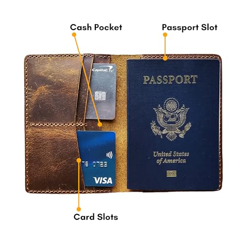 Leather Passport Holder for Men and Women