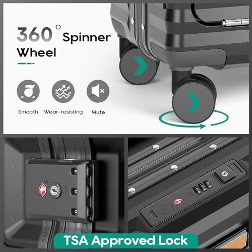 20 Inch Carry on Luggage with Aluminium Frame and Front Pocket