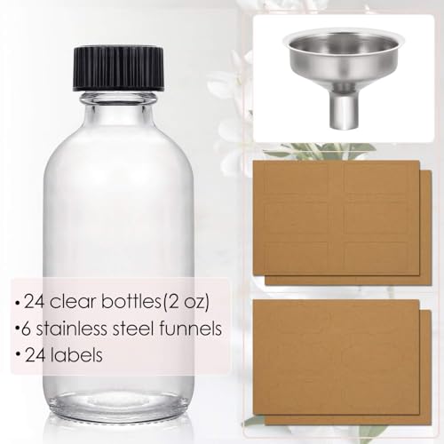 24 Pack 2 oz Small Clear Glass Bottles w (24 Count)