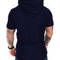 Mens Fashion Hoodies Sport Pullover Solid Color Shirt Workout Lightweight Tops Navy X