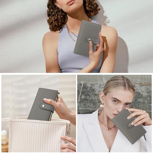 Women's Wallet RFID Blocking Leather Trifold Clutch Wallet Credit Card Holder Ladies Travel Wallet Purse with Passport