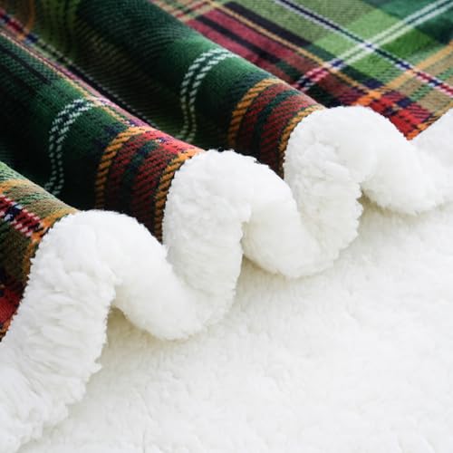 Sherpa Fleece Throw Blanket 80" x 90" Reversible Plush Fluffy Large Big Blanket Lattice Flannel Blankets for All Season Use