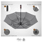 Folding Umbrella Real Wood Handle Auto Open Close Metallic Gray
