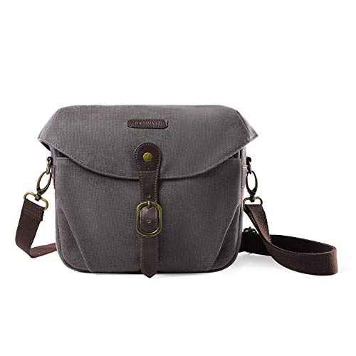 Canvas Crossbody Camera Bag with Rain Cover for Women Men