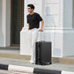 Luggage PC+ABS Aluminum Frame Zipperless Checked Luggage Hard Shell Suitcase with TSA Lock Double Spinner Wheels 24 Inch Black