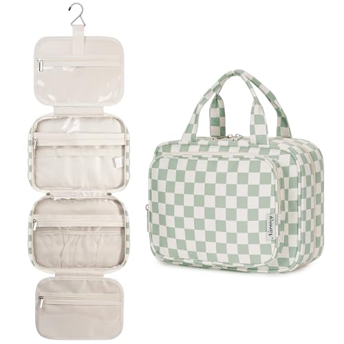 Hanging Toiletry Bag for Women Travel Checkered Makeup Bag Organizer Toiletries Bag for Travel Size Essentials Accessories Cosmetics
