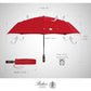 Folding Umbrella Real Wood Handle Auto Open Close Vibrant Red