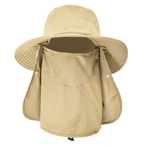 Sun Hats for Men Women Fishing Hat UPF 50+ Breathable Wide Brim Summer UV Protection Hat with Face Cover & Neck Flap