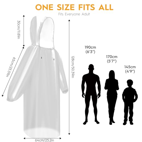 6 & 20 & 50 Pack Disposable Rain Ponchos for Adults (6 Count)