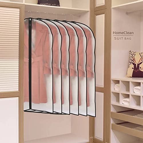 Garment Bags for Hanging Clothes 12 PCS Transparent Waterproof Dustproof Storage for Wardrobe Storage Suit Covers for Closet Clear Reuse Full Zipper for Costumes Suits Coats 24''x48'' (12 Count)