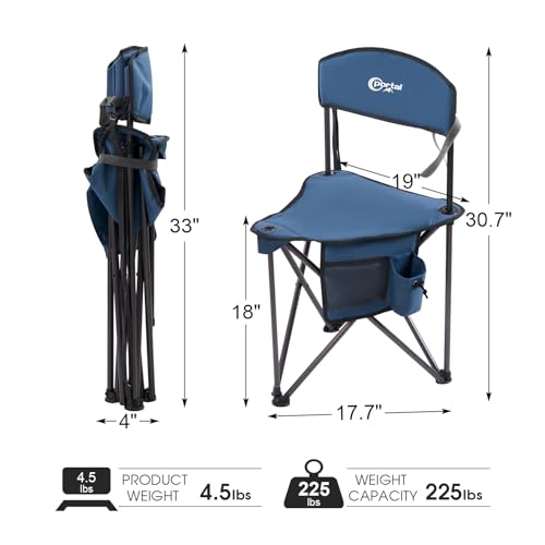 Extra Large Quick Folding Tripod Stool with Backrest Fishing Camping Chair with Carry Strap