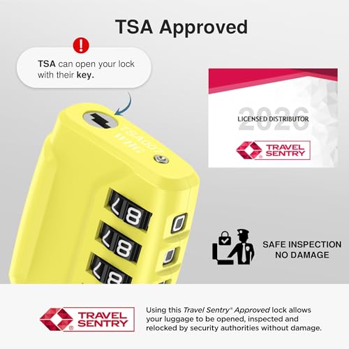 2 Pack TSA Approved Luggage Locks 4 Digit Code Cable Lock Yellow (2 Count)