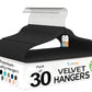 Premium Velvet Hangers 30 Pack Ultra Thin Non Slip Adult Felt Space Saving Suit Hanger for Closet Heavy Duty Coat Pants Jackets Dress Hangers 360° Swivel Hook Hold Upto 10 lbs Black (30 Count)