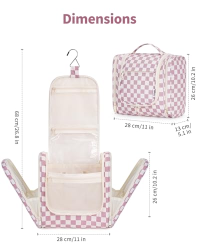 Large Hanging Toiletry Bag for Women Travel Makeup Bag Organizer Toiletries Bag Dry Wet Separation for Cosmetics Essentials Accessories