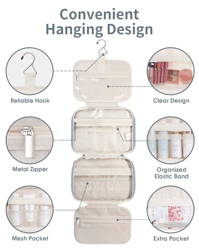 Hanging Toiletry Bag for Women Travel Makeup Bag Organizer Toiletries Bag for Travel Size Essentials Accessories Cosmetics