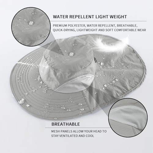 Outdoor UPF50+ Sun Hat Wide Brim Mesh Fishing Hat with Neck Flap