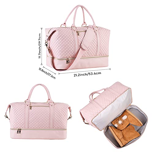 Leather Travel Bag with Shoe Pouch