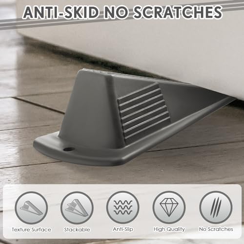 8 Pcs Heavy Duty Rubber Door Stops Wedge Stackable (8 Count)