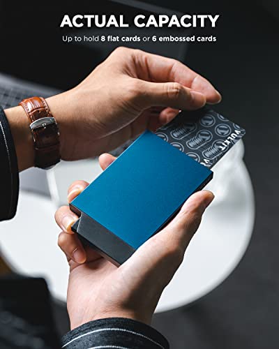 Pop up Card Holder Minimalist Credit Card Holder RFID Blocking Slim Metal Card Case for Men or Women
