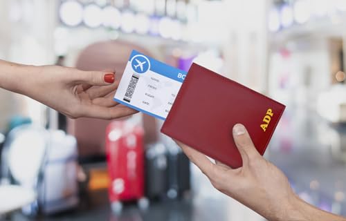 Deluxe Personalized Monogrammed Red RFID Leather Passport Wallet