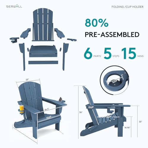 Outdoor Adirondack Chair Set of 6 with 2 Cup Holders (6 Count)