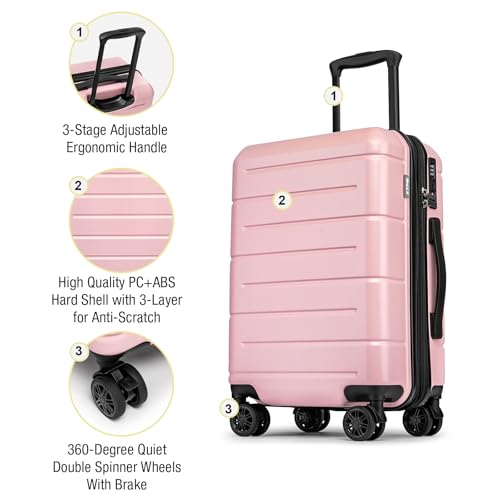 Carry On Luggage 22x14x9 Airline Approved Expandable Hardshell 20 Inch Suitcase with TSA Lock Carry On Suitcase with Wheels Small Travel Rolling Luggage with Cup Holder for Women