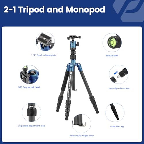 60" Carbon Fiber Camera Travel Tripod